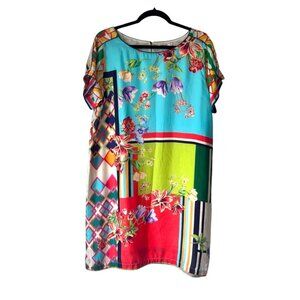 Johnny Was Boho Oversized Patchwork Floral Silk Dress Medium